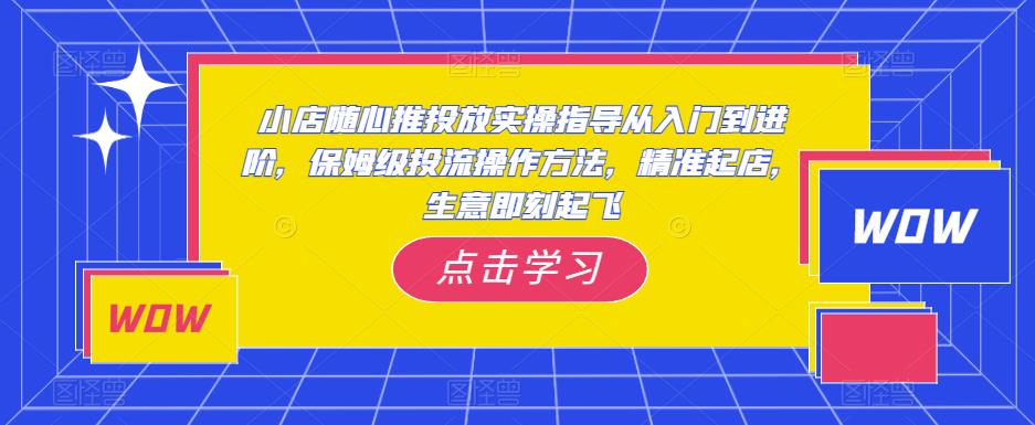 小店随心推投放实操指导从入门到进阶，保姆级投流操作方法，精准起店，生意即刻起飞-云启学堂---专注分享与整理各种自媒体课程