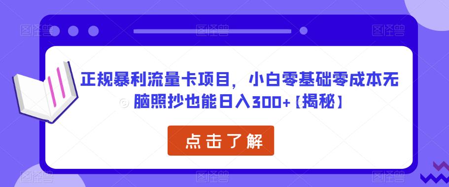 正规暴利流量卡项目，小白零基础零成本无脑照抄也能日入300+【揭秘】-云启学堂---专注分享与整理各种自媒体课程