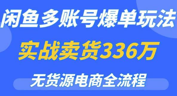 闲鱼多账号爆单玩法，无货源电商全流程，超简单的0门槛变现项目【揭秘】-云启学堂---专注分享与整理各种自媒体课程