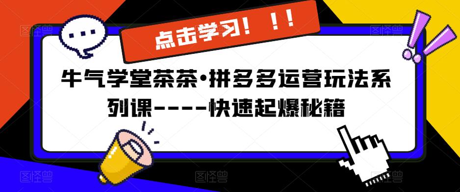 牛气学堂茶茶•拼多多运营玩法系列课—-快速起爆秘籍【更新】-云启学堂---专注分享与整理各种自媒体课程