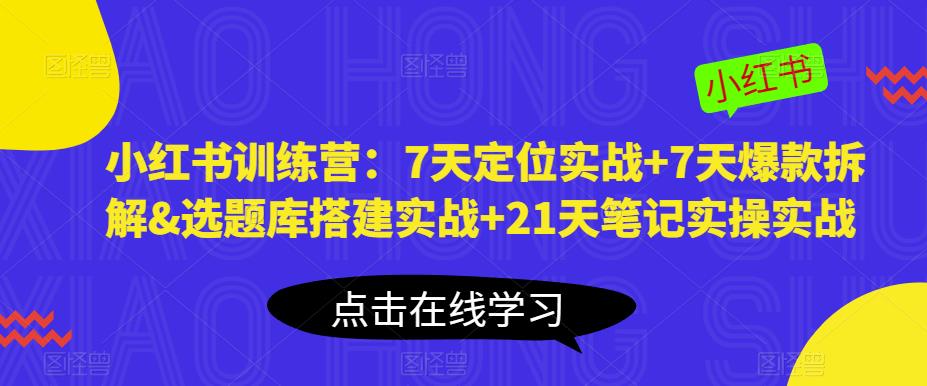 小红书训练营：7天定位实战+7天爆款拆解&选题库搭建实战+21天笔记实操实战-云启学堂---专注分享与整理各种自媒体课程