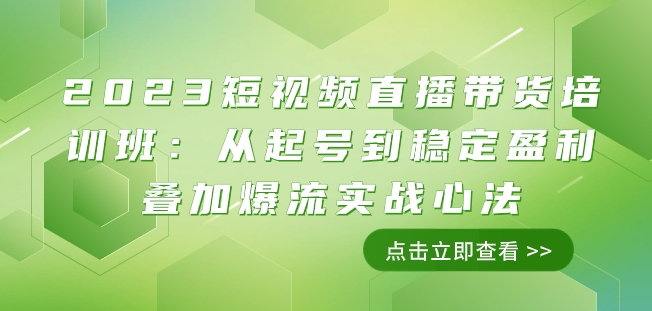 2023短视频直播带货培训班：从起号到稳定盈利叠加爆流实战心法（11节课）-云启学堂---专注分享与整理各种自媒体课程